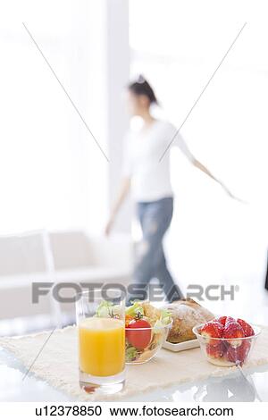 Meal of salad, strawberries and bread rolls with juice View Large Photo Image Stock Image - Meal of salad, strawberries and bread rolls with juice. Fotosearch
