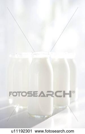 Stock Image - Milk bottles. Fotosearch
