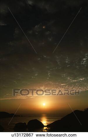 Ocean sunset View Large Photo Image Stock Photo - Ocean sunset. Fotosearch