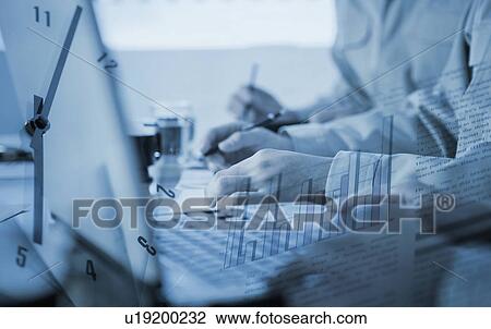 People working with image of clock and documents View Large Photo Image Stock Image - People working with image of clock and documents. Fotosearch