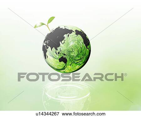 Stock Photo - Seedling growing from a green earth. Fotosearch