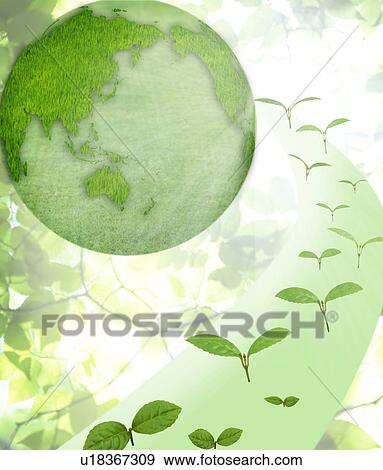 Seedlings flying around a green earth View Large Photo Image Stock Photo - Seedlings flying around a green earth. Fotosearch