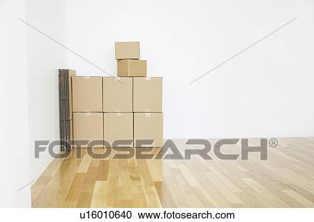 Stock Image - Stack of cardboard boxes. Fotosearch