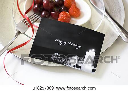 Stock Photo - Wedding card and fruit. Fotosearch