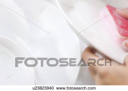 Woman washing dishes in sink View Large Photo Image Stock Image - Woman washing dishes in sink. Fotosearch