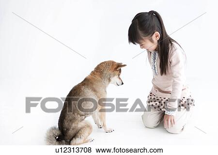 Young girl with a dog View Large Photo Image Stock Photo - Young girl with a dog. Fotosearch