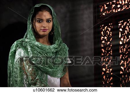 Stock Image - Portrait of a Muslim woman. Fotosearch