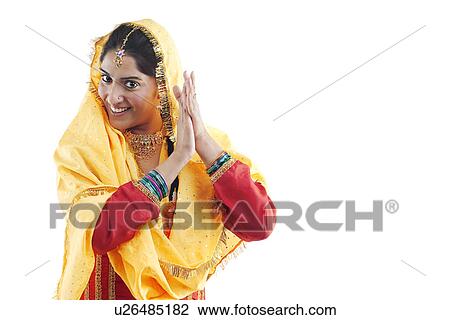 Stock Image - Sikh woman dancing. Fotosearch