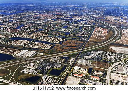 Stock Image - Aerial view of city. Fotosearch