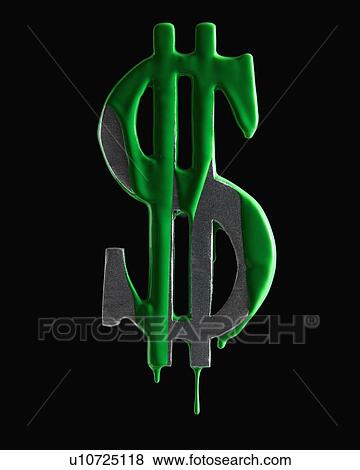 Stock Photo - American dollar symbol dripping green paint. Fotosearch
