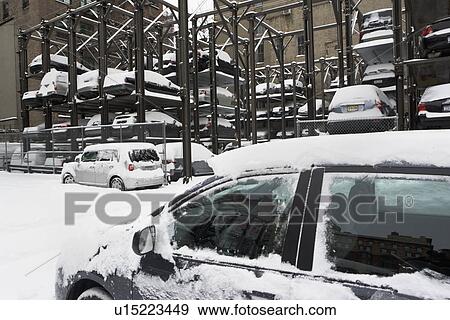 Stock Photo - Car lot in winter. Fotosearch