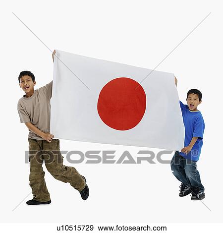 Stock Photo - Children carrying flag. Fotosearch