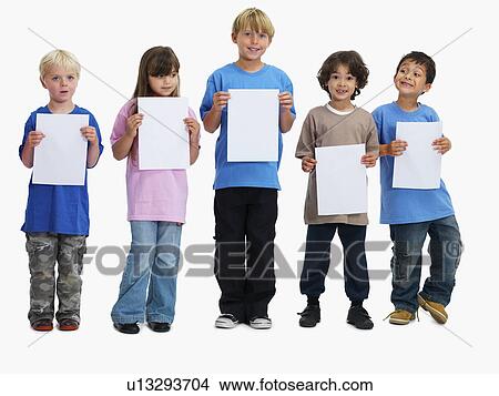 Children holding paper View Large Photo Image Picture - Children holding paper. Fotosearch
