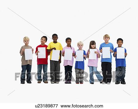 Stock Photo - Children holding paper. Fotosearch