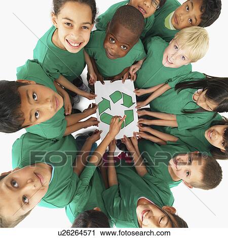 Children holding recycle sign View Large Photo Image Stock Image - Children holding recycle sign. Fotosearch