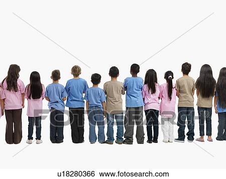 Stock Photograph - Children in a line. Fotosearch
