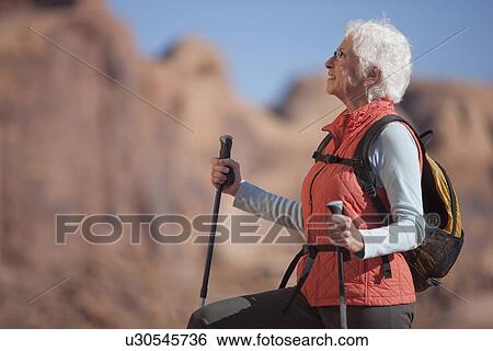 Stock Photograph - Elderly hiker. Fotosearch