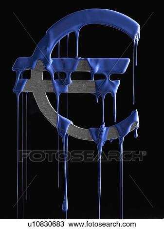 Stock Image - Euro symbol covered in paint. Fotosearch