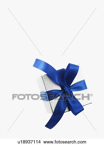Picture - Gift and blue ribbon. Fotosearch