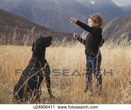 Girl playing fetch with dog View Large Photo Image Stock Image - Girl playing fetch with dog. Fotosearch