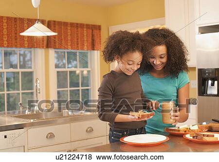 Making peanut butter sandwiches View Large Photo Image Stock Photo - Making peanut butter sandwiches. Fotosearch