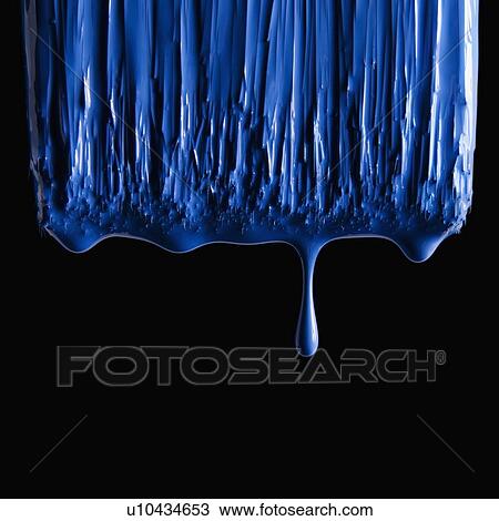 Stock Image - Paint brush and blue paint. Fotosearch
