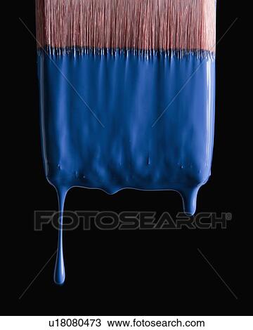 Stock Image - Paint brush and blue paint. Fotosearch