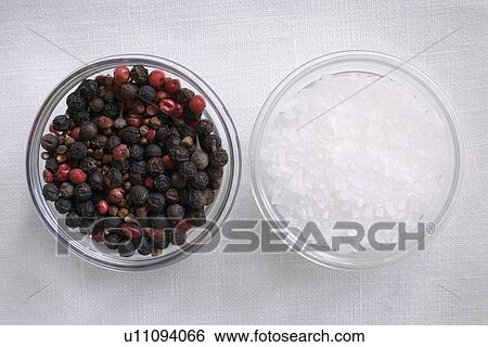 Peppercorns and sea salt View Large Photo Image Stock Photograph - Peppercorns and sea salt. Fotosearch