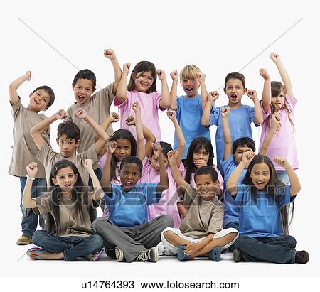 Stock Image - Portrait of a group of children. Fotosearch