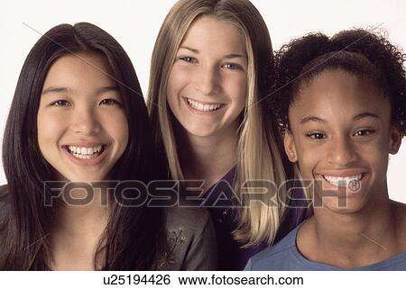 Portrait of three young women View Large Photo Image Stock Photograph - Portrait of three young women. Fotosearch