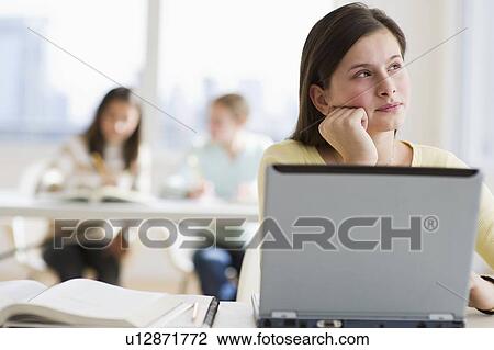 Stock Image - Student thinking. Fotosearch