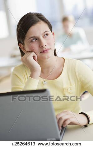 Stock Image - Student thinking. Fotosearch