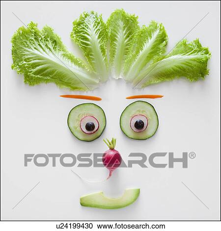 Stock Image - Vegetables in the shape of a smile. Fotosearch