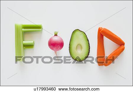 Vegetables spelling the word food View Large Photo Image Stock Image - Vegetables spelling the word food. Fotosearch
