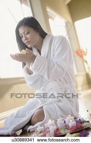 Stock Image - Woman at the spa. Fotosearch