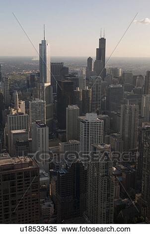 Stock Photography - Aerial view of Chicago cityscape. Fotosearch