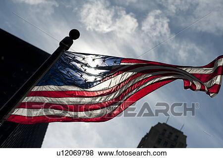 American Flag on Michigan Avenue in Chicago View Large Photo Image Stock Photo - American Flag on Michigan Avenue in Chicago. Fotosearch