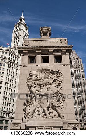 Stock Photo - Carving on the side of the Wrigley Building in Chicago. Fotosearch