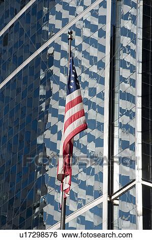 Stock Photograph - Chicago, American Flag. Fotosearch