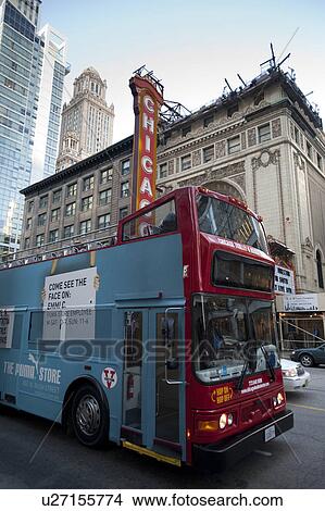 Picture - Chicago double decker tour bus. Fotosearch