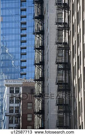 Chicago, Fire Escapes View Large Photo Image Stock Image - Chicago, Fire Escapes. Fotosearch