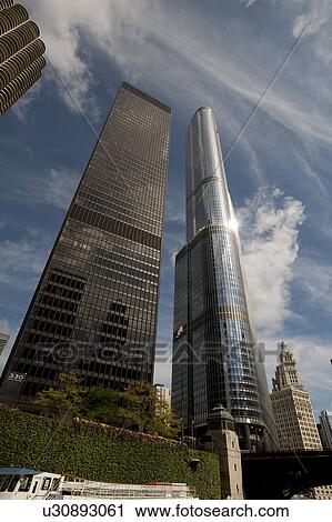 Stock Image - Chicago, IBM Building, Trump Tower. Fotosearch