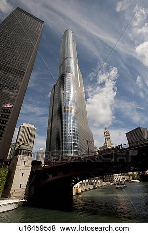 Chicago, IBM Building, Trump Tower View Large Photo Image Stock Photo - Chicago, IBM Building, Trump Tower. Fotosearch