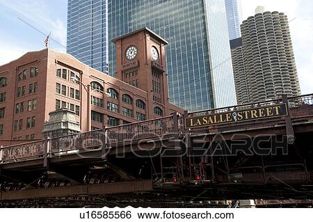 Chicago, La Salle Street Bridge View Large Photo Image Stock Photograph - Chicago, La Salle Street Bridge. Fotosearch