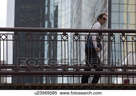 Chicago, Man on Bridge View Large Photo Image Stock Photography - Chicago, Man on Bridge. Fotosearch