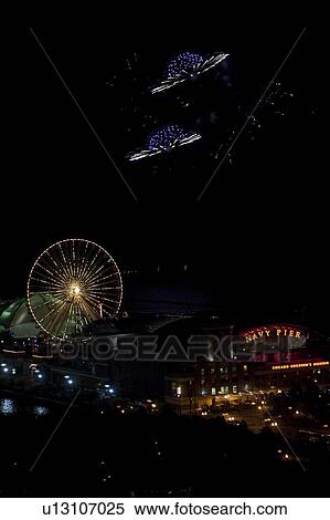 Chicago, Navy Pier, Fireworks View Large Photo Image Stock Photography - Chicago, Navy Pier, Fireworks. Fotosearch