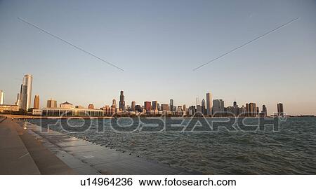 Chicago Skyline, Lake Michigan View Large Photo Image Stock Photograph - Chicago Skyline, Lake Michigan. Fotosearch