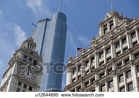 Stock Photography - Chicago, Trump Tower, Wrigley Building. Fotosearch