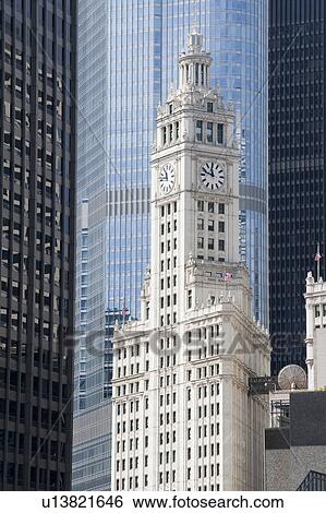 Chicago, Wrigley Building View Large Photo Image Stock Photograph - Chicago, Wrigley Building. Fotosearch