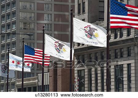 Flags along Michigan Avenue in Chicago View Large Photo Image Stock Image - Flags along Michigan Avenue in Chicago. Fotosearch